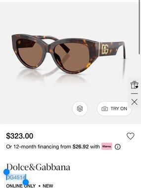 Dolce & Gabbana  Cat-Eye Sunglasses with Brown Gradient Lenses
DG4514
